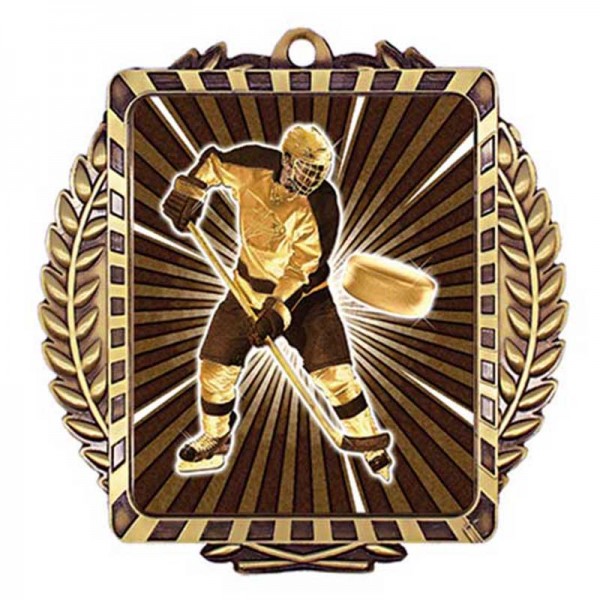 Médaille Or Joueur Hockey 3 1/2 po MML6054G