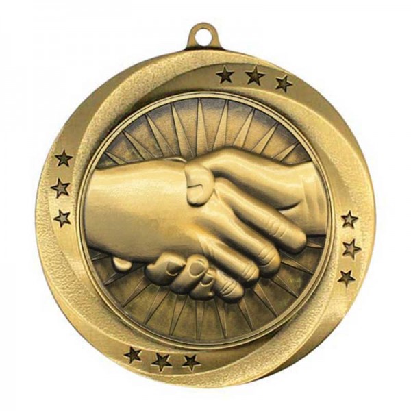 Gold Handshake Medal 2.75" - MMI54958G