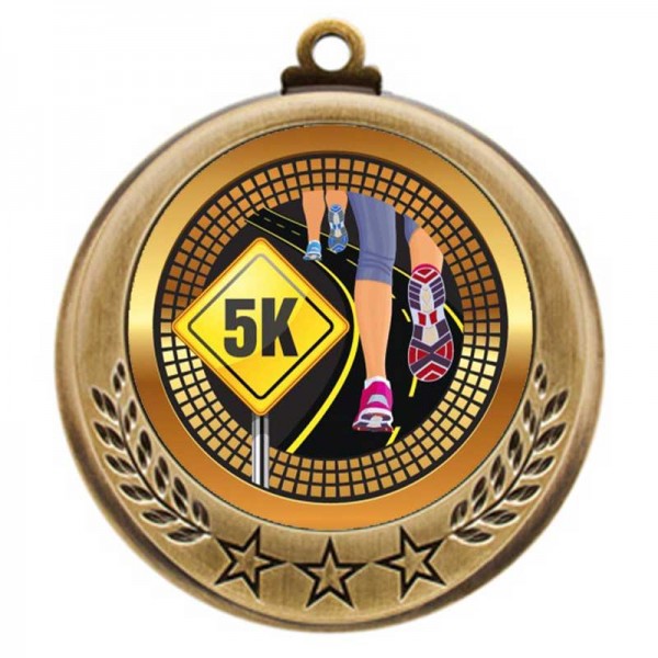 Gold 5K Run Medal 2.75" - MMI4770G-PGS071