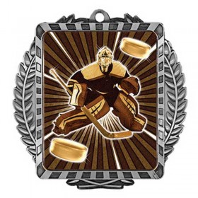 Silver Hockey Goaler Medal 3.5" - MML6055S