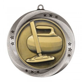 Silver Curling Medal 2.75" - MMI54947S
