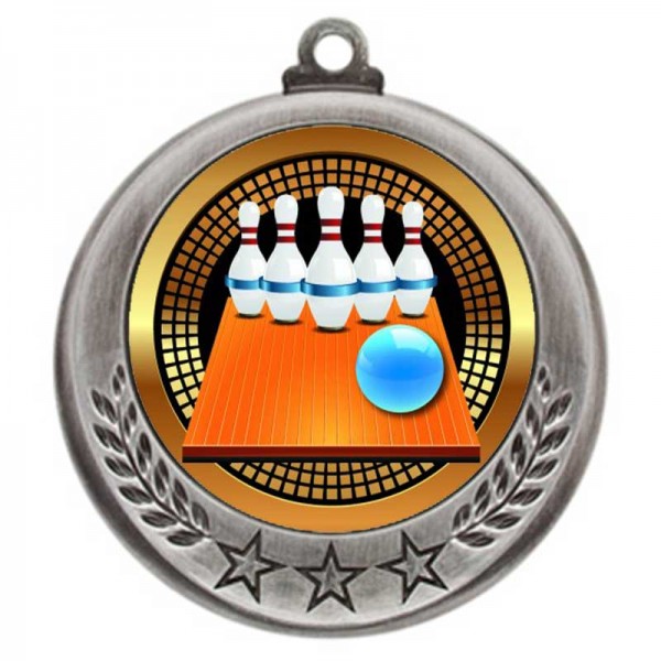Silver 5-Pin Bowling Medal 2.75" - MMI4770S-PGS005
