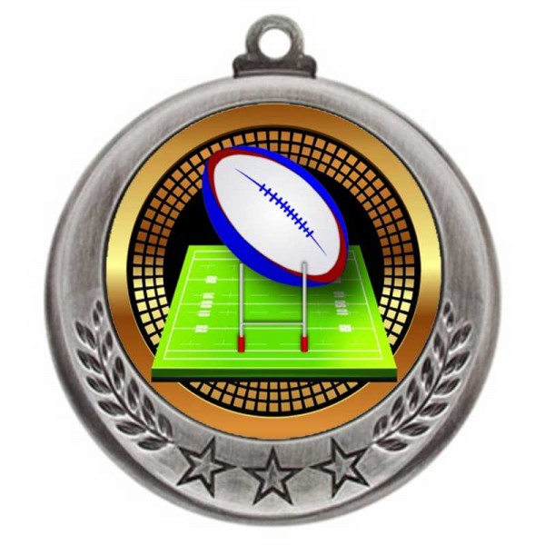 Silver Rugby Medal 2.75" - MMI4770S-PGS061