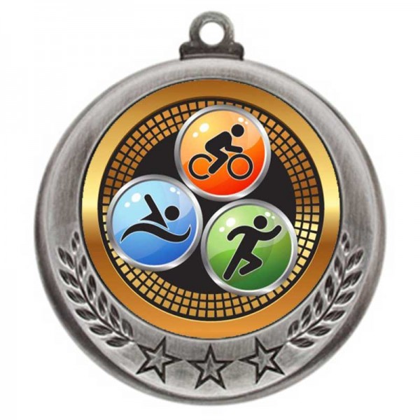 Médaille Triathlon Argent 2.75" - MMI4770S-PGS070