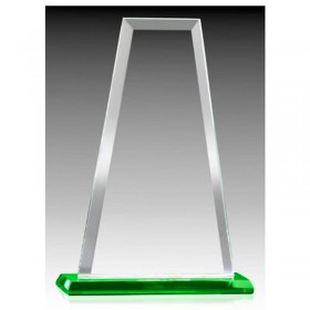 Green Glass Trophy 10.75" H - GL10230B-GN