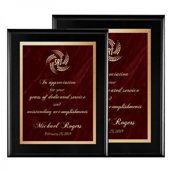 Black and Red 9 x 12 Plaque PLV465G-BK-RD sizes