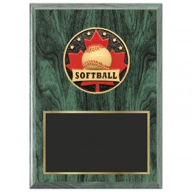 Green Softball Plaque 1470-XCF126