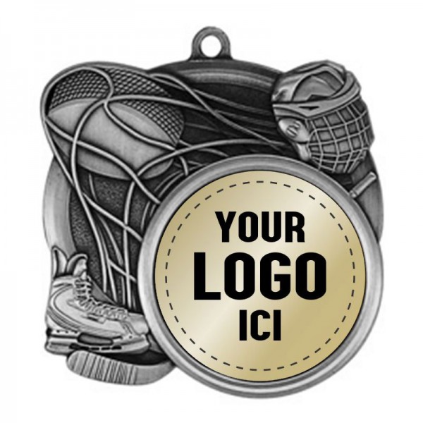 Médaille Hockey Argent 2.5" - MSI-2510S logo