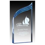 Trophée Acrylique 10″ H - Série Prism - ACG737C-BU avec base en aluminium bleuté réfléchissant