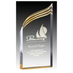 Trophée Acrylique 10″ H - Série Prism - ACG737C-G avec base en aluminium doré réfléchissant