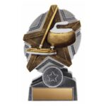 Trophée ProStar 5″ en résine pour curling, personnalisable avec texte et logo. Idéal pour récompenser les champions du curling.