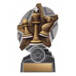 Trophée ProStar 5″ en résine pour échecs, personnalisable avec texte et logo. Idéal pour récompenser les champions des compétitions d'échecs.