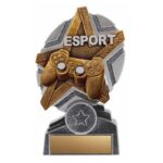 Trophée ProStar 5″ en résine pour esport, personnalisable avec texte et logo. Idéal pour récompenser les vainqueurs des compétitions de jeux vidéo.