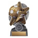 Trophée ProStar 5,75″ en résine pour soccer, personnalisable avec texte et logo. Idéal pour récompenser les champions de soccer.