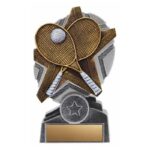 ProStar 5″ resin tennis trophy, customizable with text and logo.